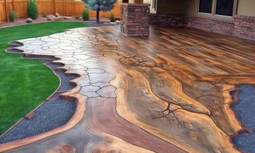 Stamped concrete basement floor